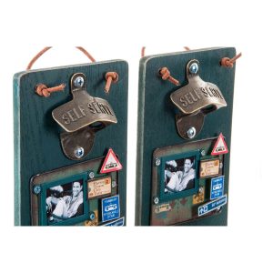 Abrebotellas DKD Home Decor Self Serve Madera Metal (2 pcs) (26 x 12 x 9 cm)