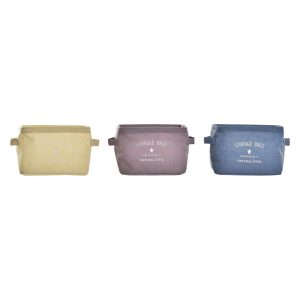 Cesta DKD Home Decor Amarillo Azul Granate Lienzo Moderno 20 x 16 x 15 cm (3 Unidades)