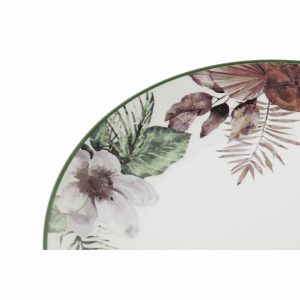 Plato Llano DKD Home Decor Flores Porcelana (27 x 27 x 2 cm)