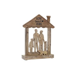 Figura Decorativa DKD Home Decor Marrón Madera de mango Moderno Familia (30 x 8 x 39 cm)