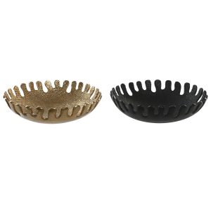 Centro de Mesa DKD Home Decor Negro Dorado Aluminio 32 x 32 x 9 cm (2 Unidades)