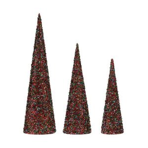 Adorno Navideño Krist+ Azul Fucsia Lentejuelas Navidad 16,5 x 60 x 16,5 cm Conos 3 Piezas