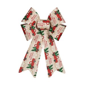 Lazo Krist+ Rojo Beige Coches 15 x 25 cm Adorno Navideño