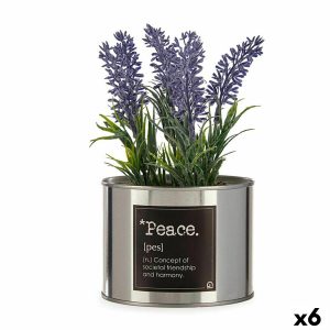 Planta Decorativa Ibergarden Metal Plástico Lata Lavanda 10 x 18 x 10 cm (6 Unidades)