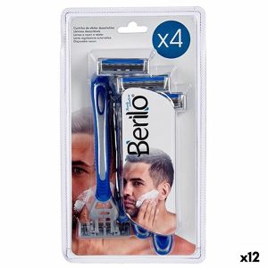 Maquinillas de Afeitar Desechables Berilo 4 Piezas (12 Unidades)