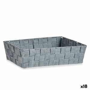 Cesta Multiusos Kipit Gris Poliéster Tela Trenzada 3,8 L (18 Unidades)