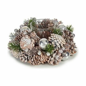Portavelas Navideño Krist+ Blanco Transparente Plateado 19 x 9 x 19 cm (4 Unidades)