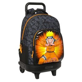 Mochila Escolar con Ruedas Naruto Negro Naranja 33 X 45 X 22 cm