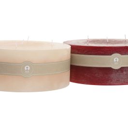 Vela Home ESPRIT Rojo Crema Navidad 25 x 25 x 10 cm (2 Unidades)