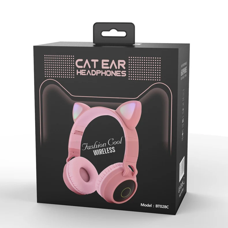 Auriculares inalámbricos Bluetooth 5.0 con orejas de gato y luces LED; plegables y portátiles, con micrófono. - Imagen 4