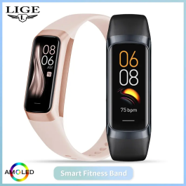 Reloj inteligente AMOLED para hombre y mujer. Pulsera inteligente con monitor de frecuencia cardíaca, resistente al agua