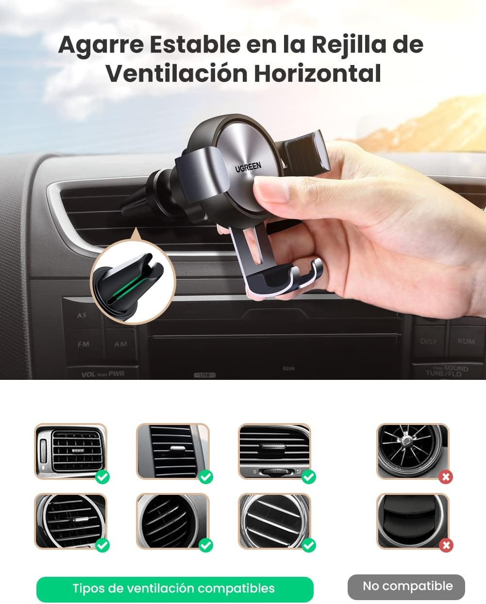 UGREEN Soporte Móvil Coche Rejilla - Imagen 8