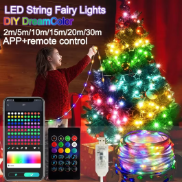 Guirnalda de luces LED tipo hada, resistente al agua, ideal para fiestas y decoración de habitaciones.