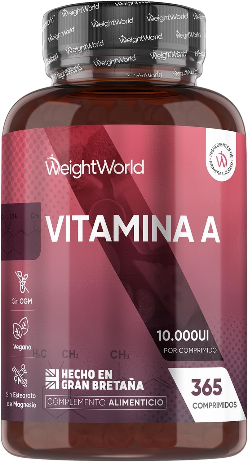 Vitamina a 10000 UI - 365 Comprimidos Acetato De Retinol Vegano Para 1 Año