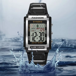 Reloj deportivo electrónico para hombre, resistente al agua hasta 50 m, con luz nocturna, pantalla grande y alarma