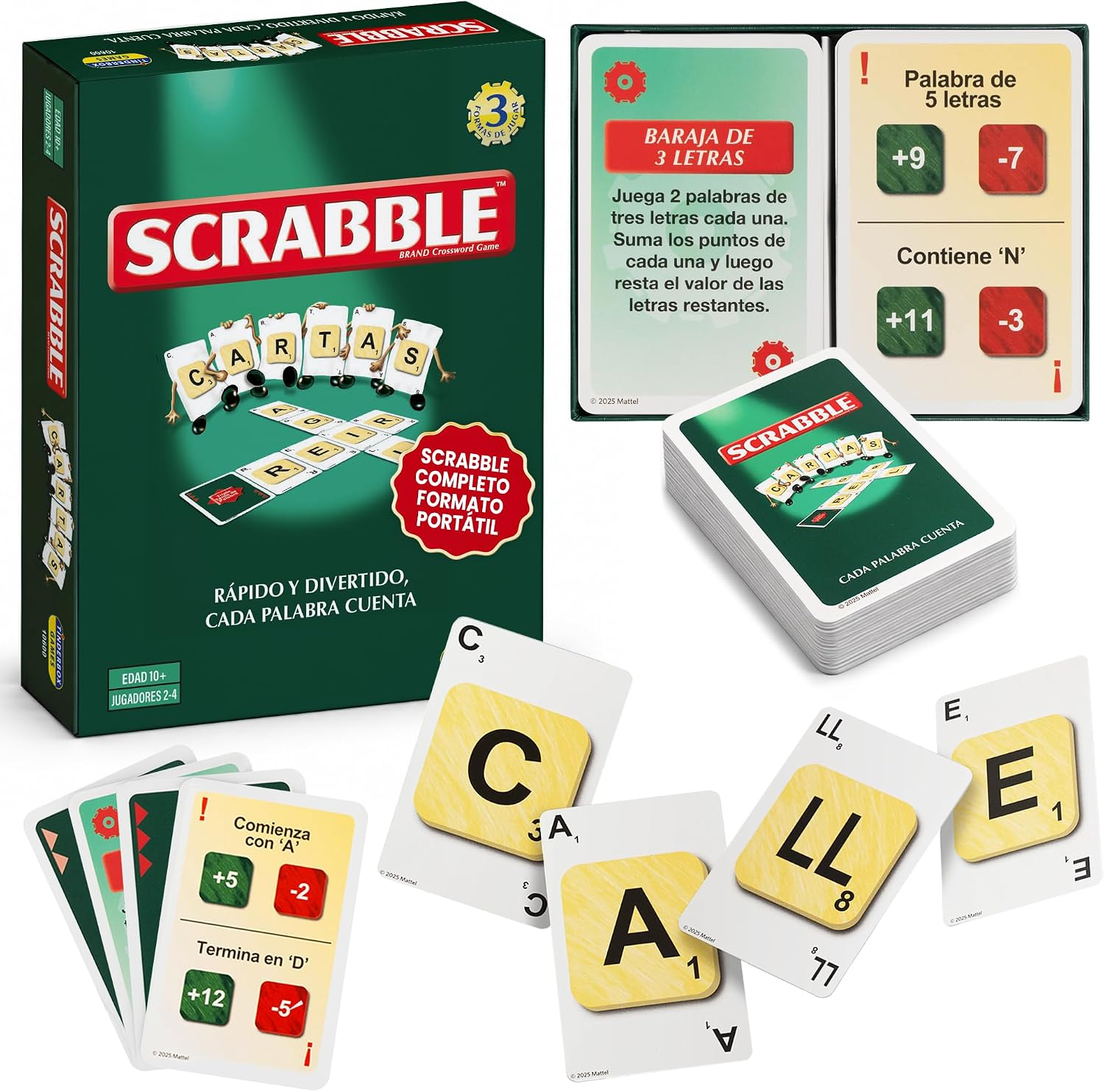 Juego De Cartas Scrabble En Español – Rápido, Educativo Y Familiar – Formato Portátil Para Viajes - Imagen 2
