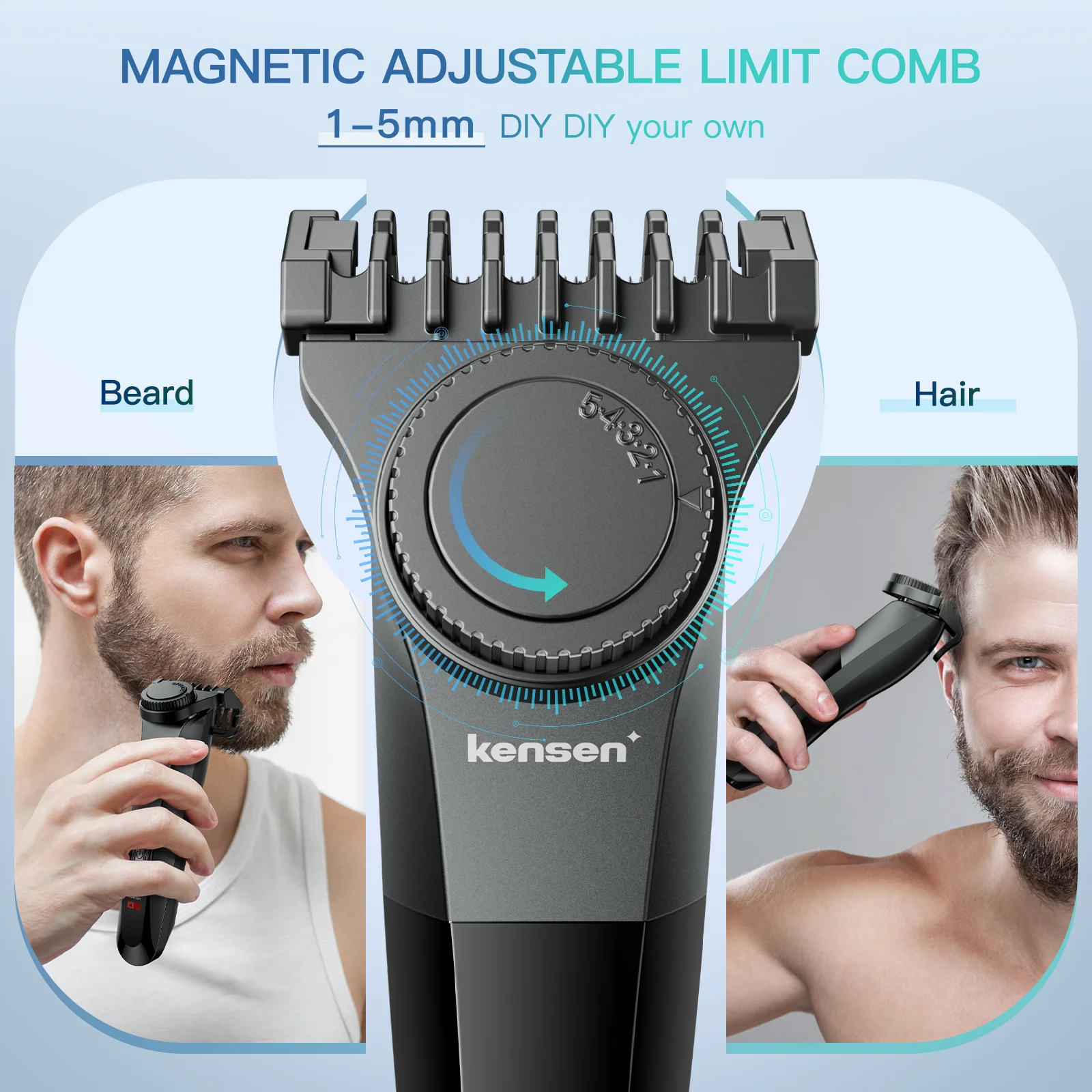 Afeitadora ajustable, máquina de cortar pelo, recortadora de barba IPX6, maquinilla de afeitar eléctrica, cortapelos, barbero. - Imagen 6