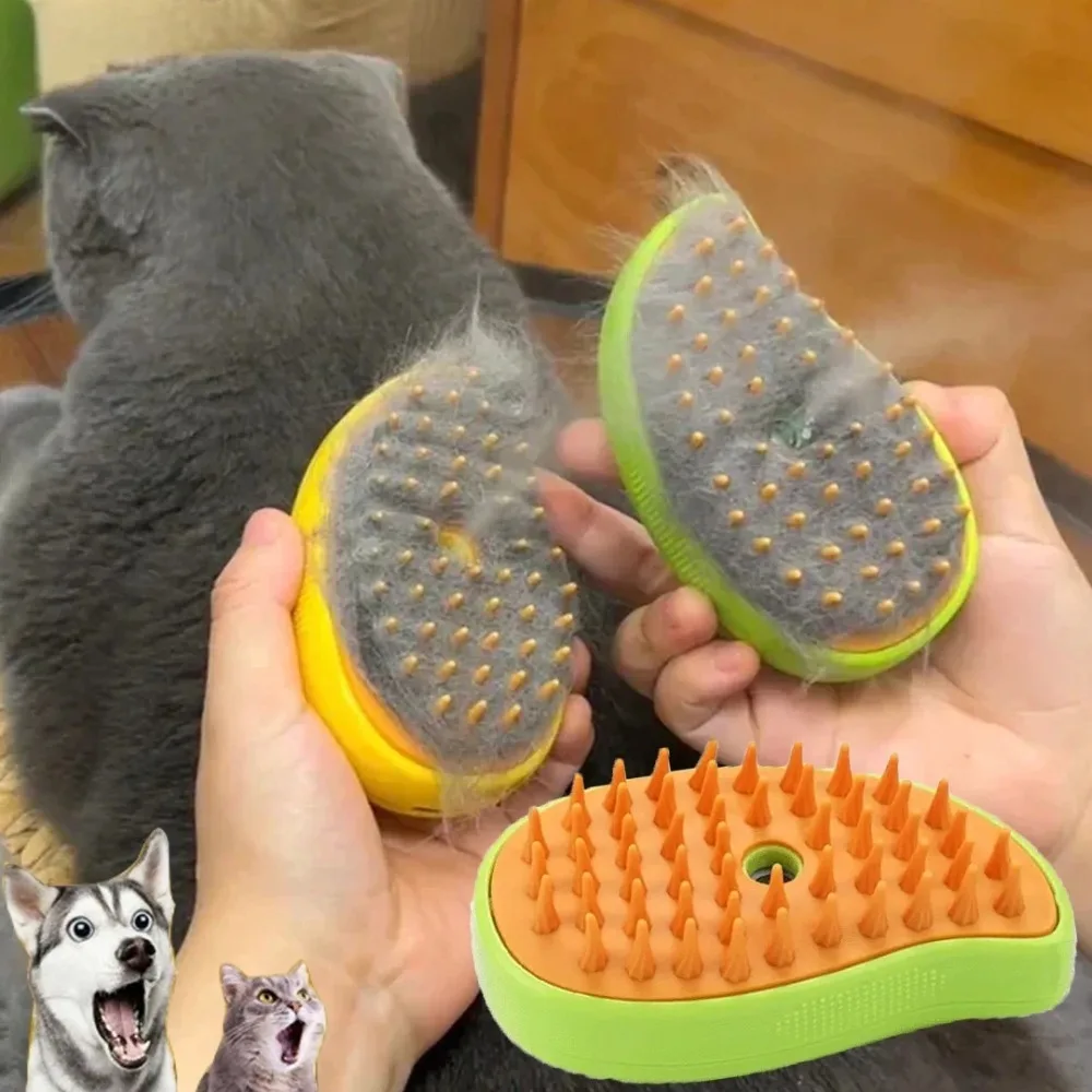 Cepillo de vapor para mascotas (perros y gatos): herramienta 3 en 1 con pulverizador eléctrico para masaje y aseo - Imagen 2