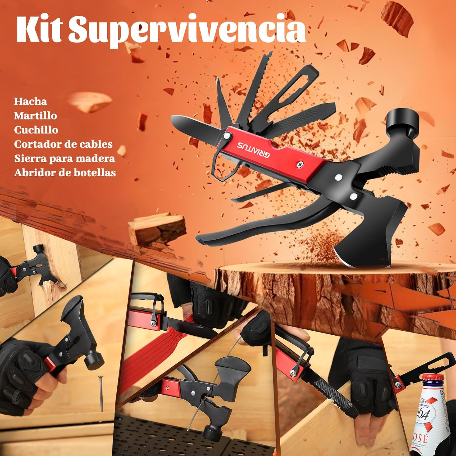 Herramienta Multiuso 18En1 Regalos Para Hombres Mujer Camping Accesorios - Imagen 5