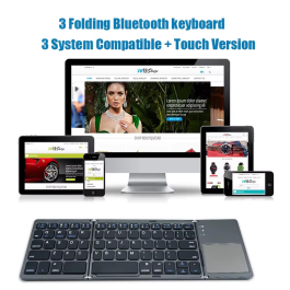Teclado Bluetooth plegable con panel táctil, inalámbrico y compacto, compatible con iOS, Android y Windows
