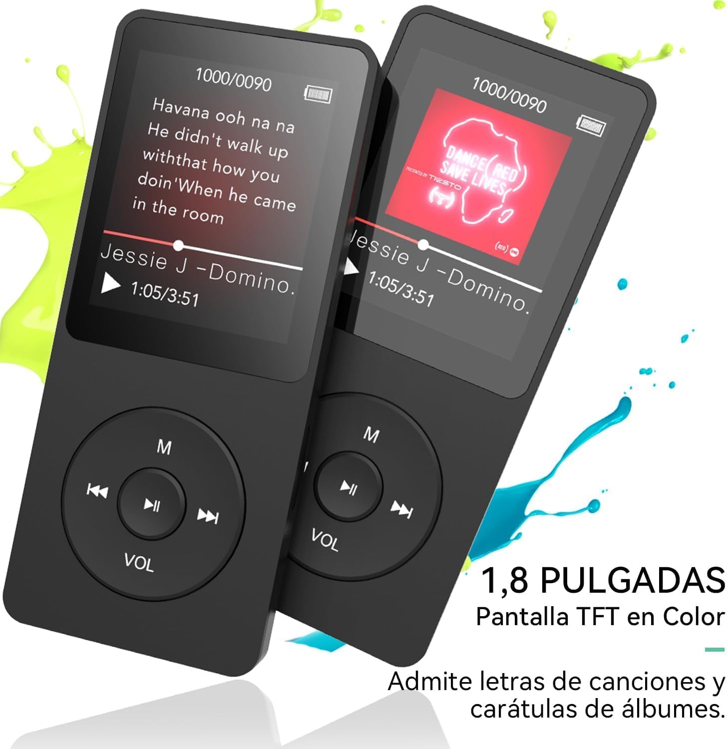 Reproductor MP3 De 16GB, 1.8" Pantalla Con Auriculares Negro