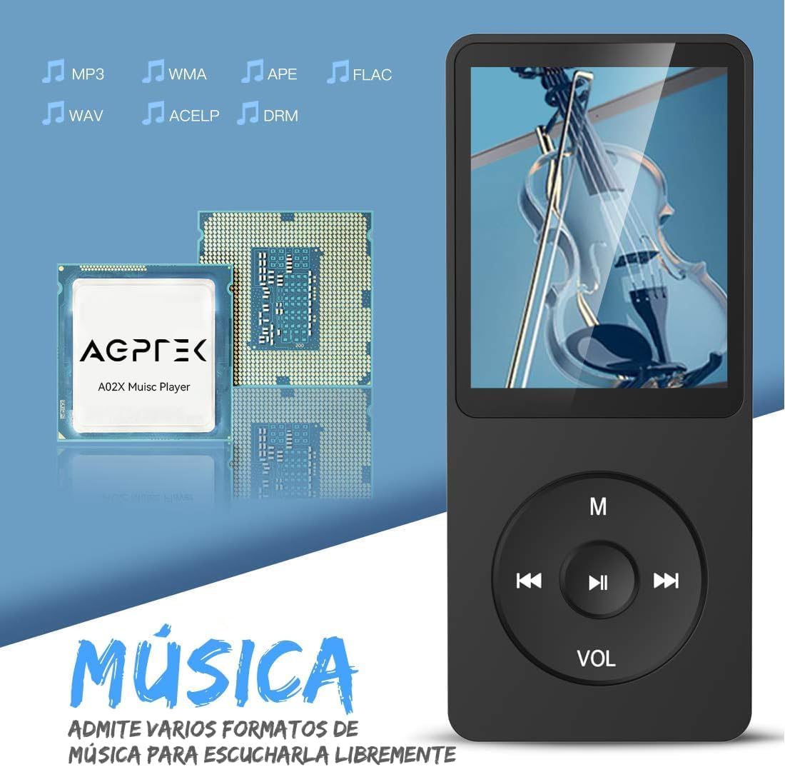 Reproductor MP3 De 16GB, 1.8" Pantalla Con Auriculares Negro - Imagen 4