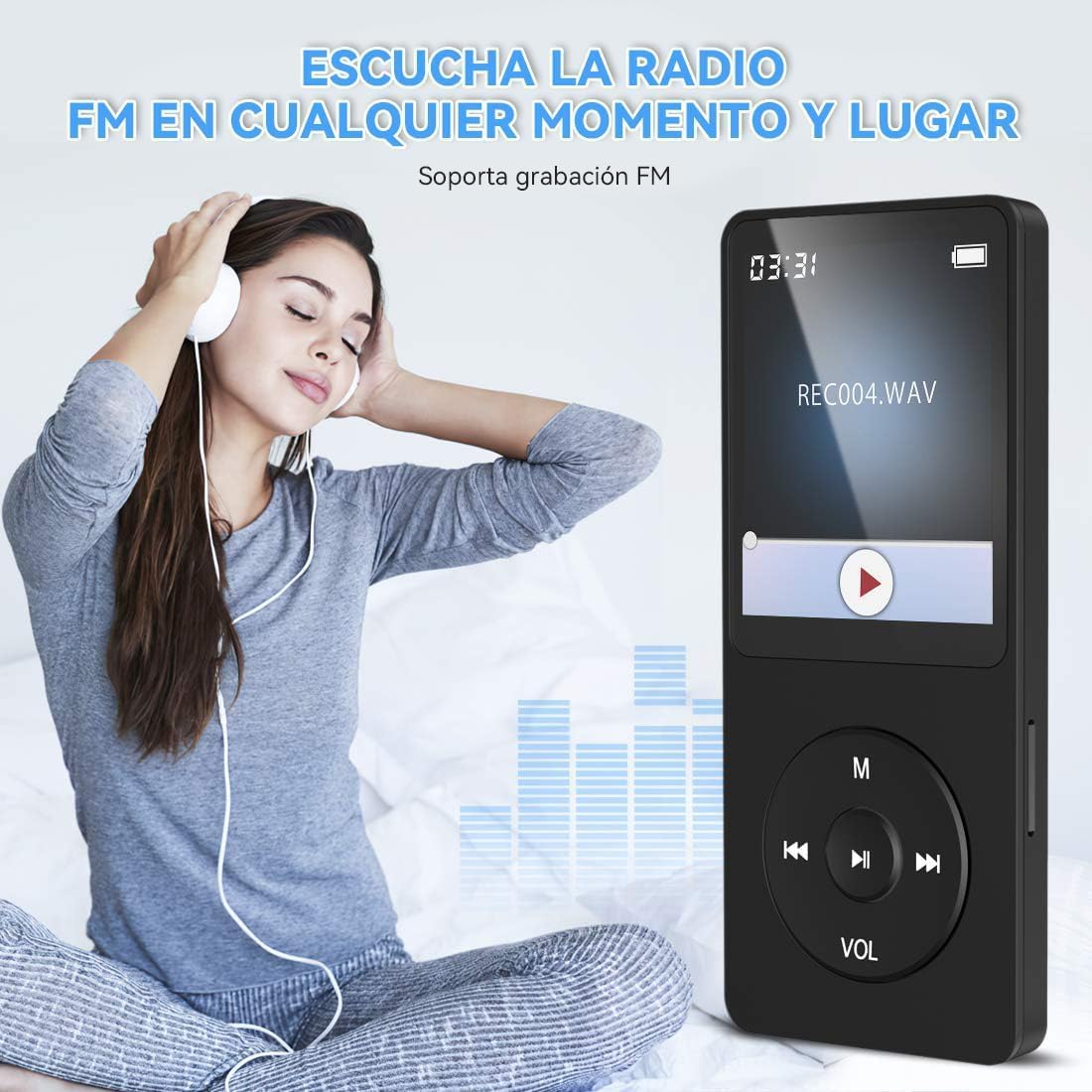 Reproductor MP3 De 16GB, 1.8" Pantalla Con Auriculares Negro - Imagen 7