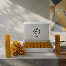 Velas De Miel De Abeja Natural (Pack De 8 Velas, 10 Cm X 2,4Cm ) SIN PARAFINA 100% Artesanal