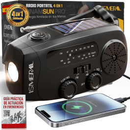 Radio Portátil Fm/Am con Linterna LED + Sos + Carga Solar + Powerbank
