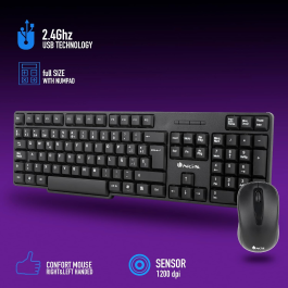 NGS Pack Teclado Y Ratón Inalámbrico 2,4 Ghz, QWERTY Español