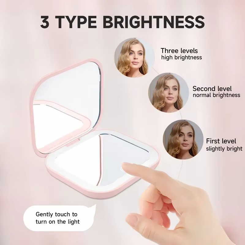 Espejo Compacto con Luces, Aumento 1X/2X, Espejo de Maquillaje LED Portátil - Imagen 4