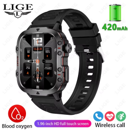 Reloj inteligente militar resistente para hombre, resistente al agua, con IA, voz, Bluetooth, llamadas, reloj inteligente para Android