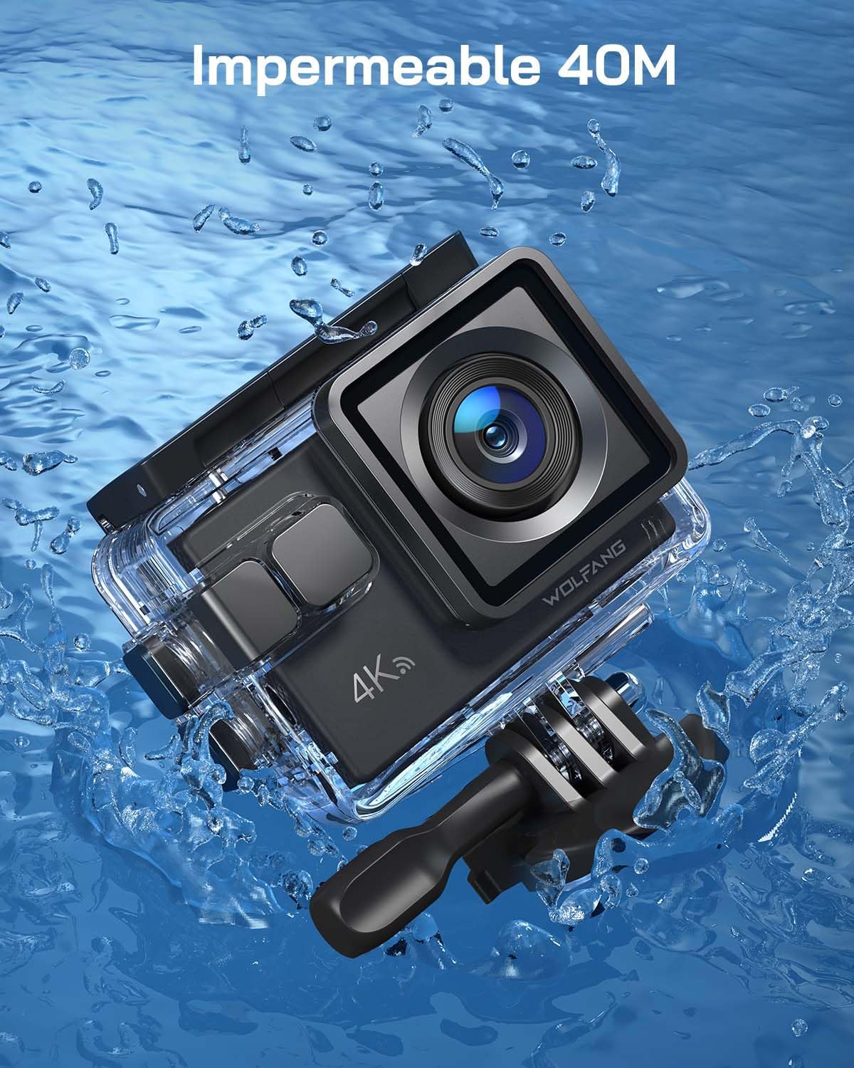 Cámara Deportiva GA100 4K 30FPS, 20MP Cámara Subacuática Impermeable 40M - Imagen 4
