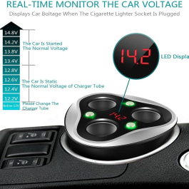 Cargador De Coche 3 USB Adaptador + 3 Sockets Encendedor De Cigarrillos Splitter 120W 12/24V