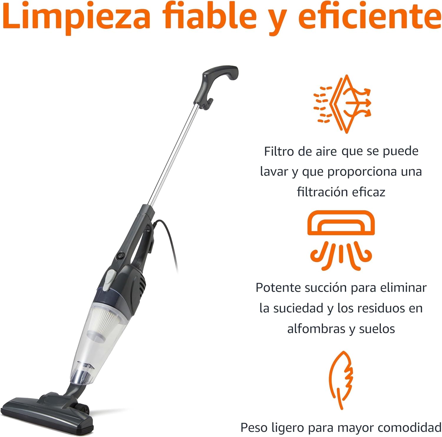 Aspirador De Barra, Dispositivo 2 En 1 Con Cable, Motor ECO, Filtro Reemplazable - Imagen 4