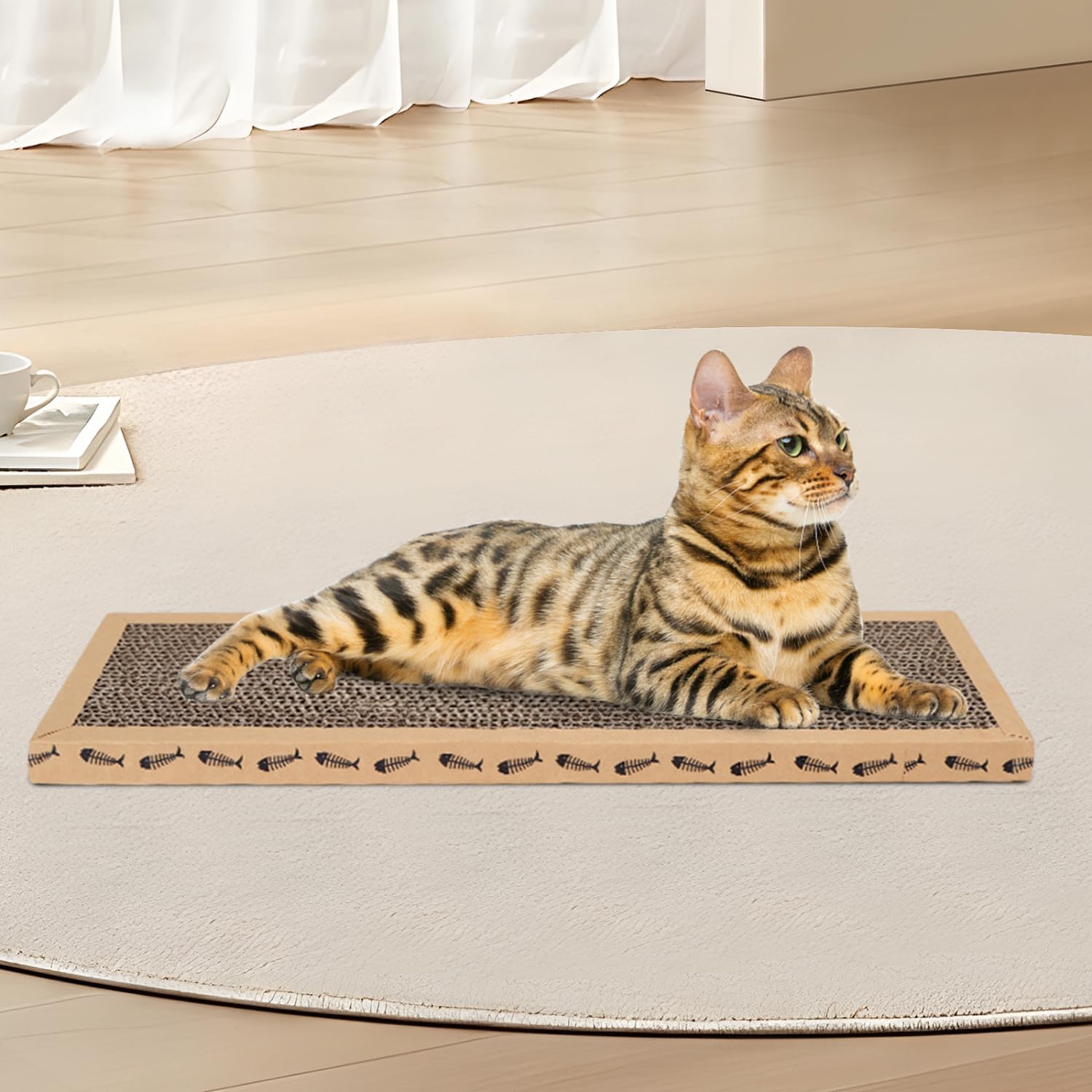 Rascador De Cartón Para Gatos. Alfombrilla Con Catnip. 38Cm x 12.5Cm x 1.8Cm - Imagen 7