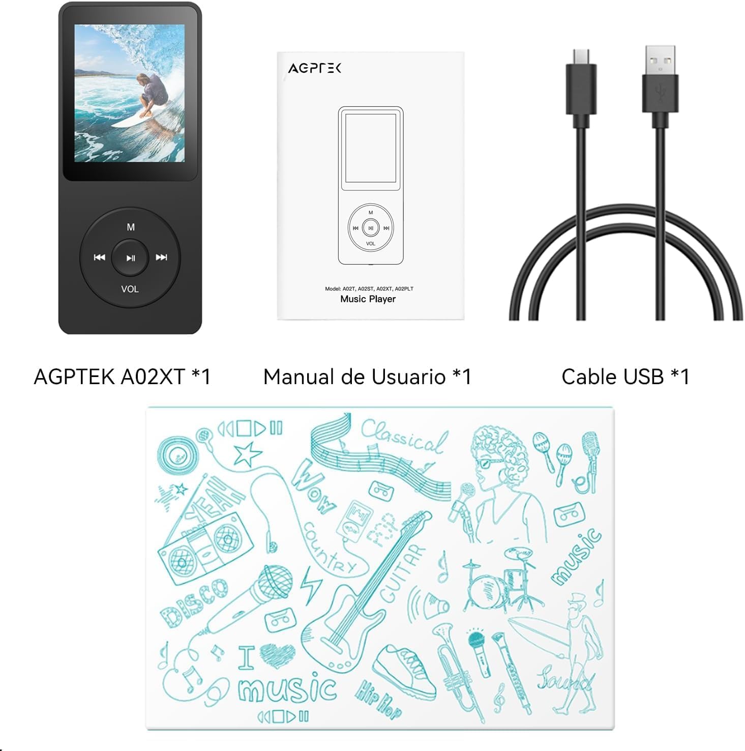 Reproductor MP3 De 16GB, 1.8" Pantalla Con Auriculares Negro - Imagen 9