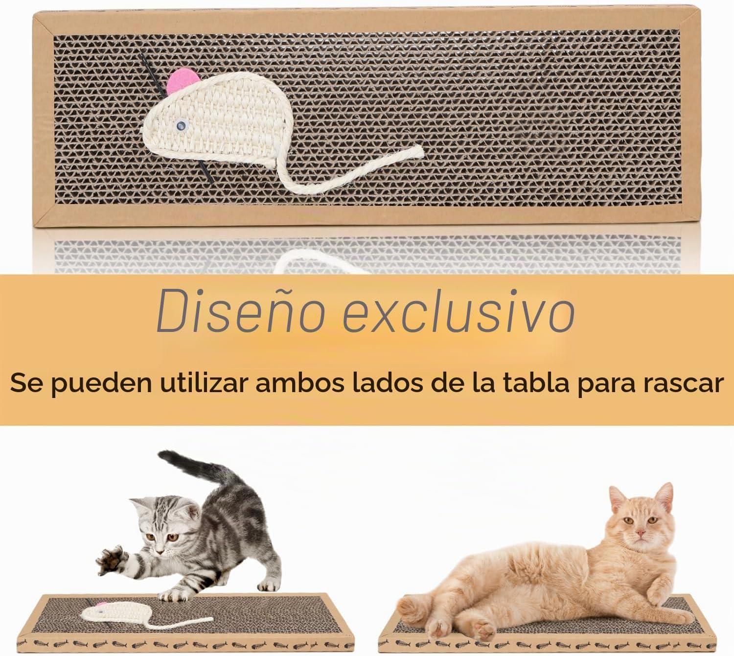 Rascador De Cartón Para Gatos. Alfombrilla Con Catnip. 38Cm x 12.5Cm x 1.8Cm - Imagen 4