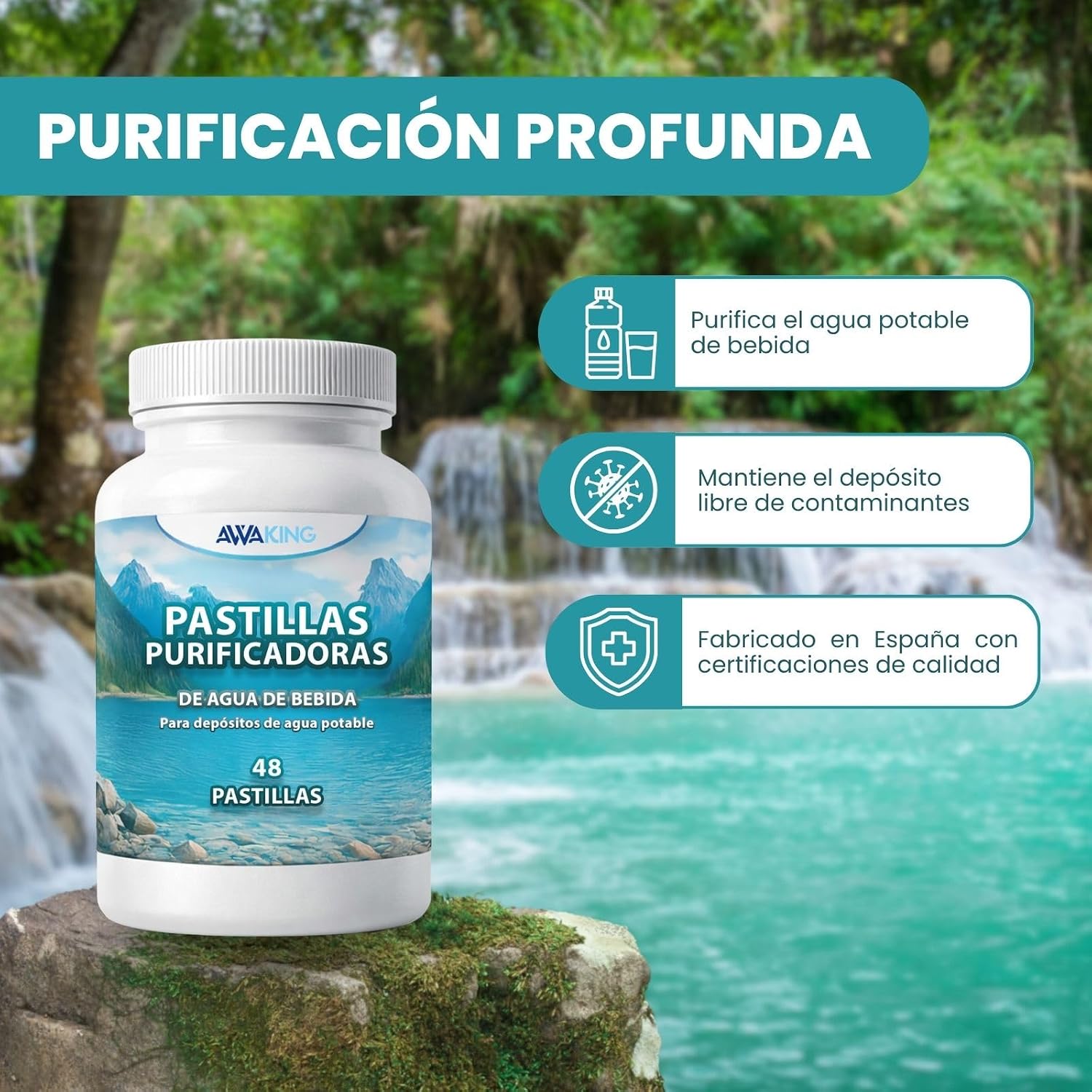 Pastillas Potabilizadoras De Agua 48 Uds | Tratamiento Hasta 9600 Litros | 200L Por Pastilla | Ideal Para Depósitos, Bidones, Caravanas Y Emergencias. - Imagen 3