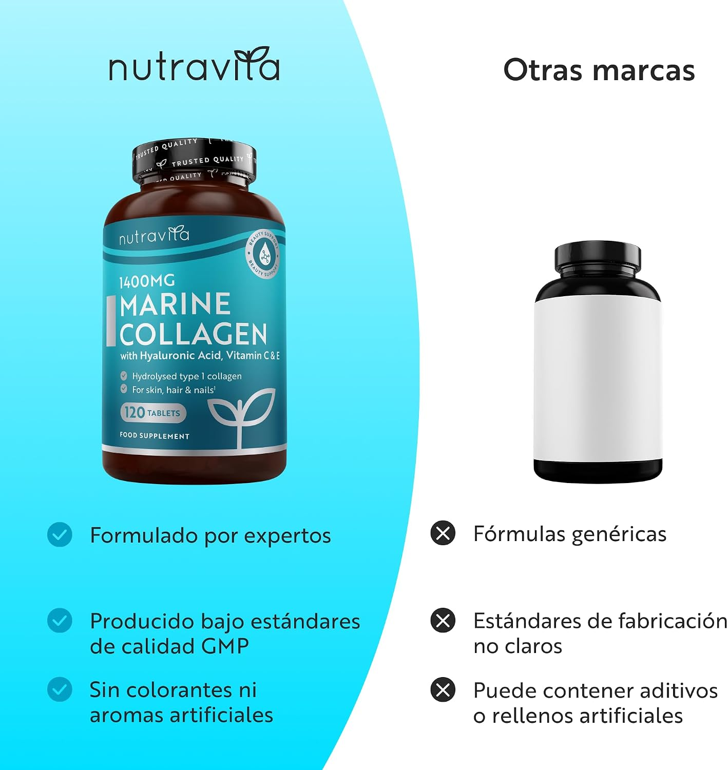 Nutravita Colageno Marino 1400 Mg Con Ácido Hialurónico 100 Mg - Imagen 8