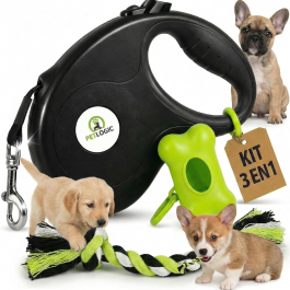 Correa Extensible Para Perro Con Portabolsas Y Juguete, Kit De Paseo Completo Y Resistente Para Perros Pequeños Y Medianos