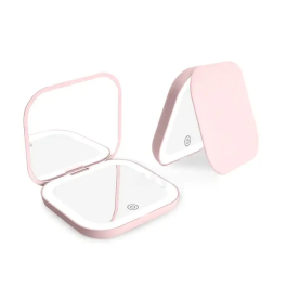 Espejo Compacto con Luces, Aumento 1X/2X, Espejo de Maquillaje LED Portátil