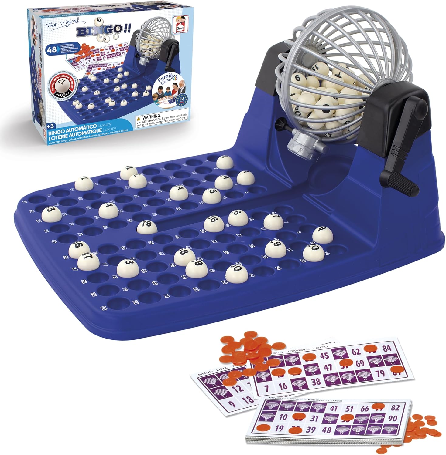 Juego de Bingo | Incluye 48 Cartones, 90 Bolas Imborrables Y Fichas De Juego Para Toda La Familia