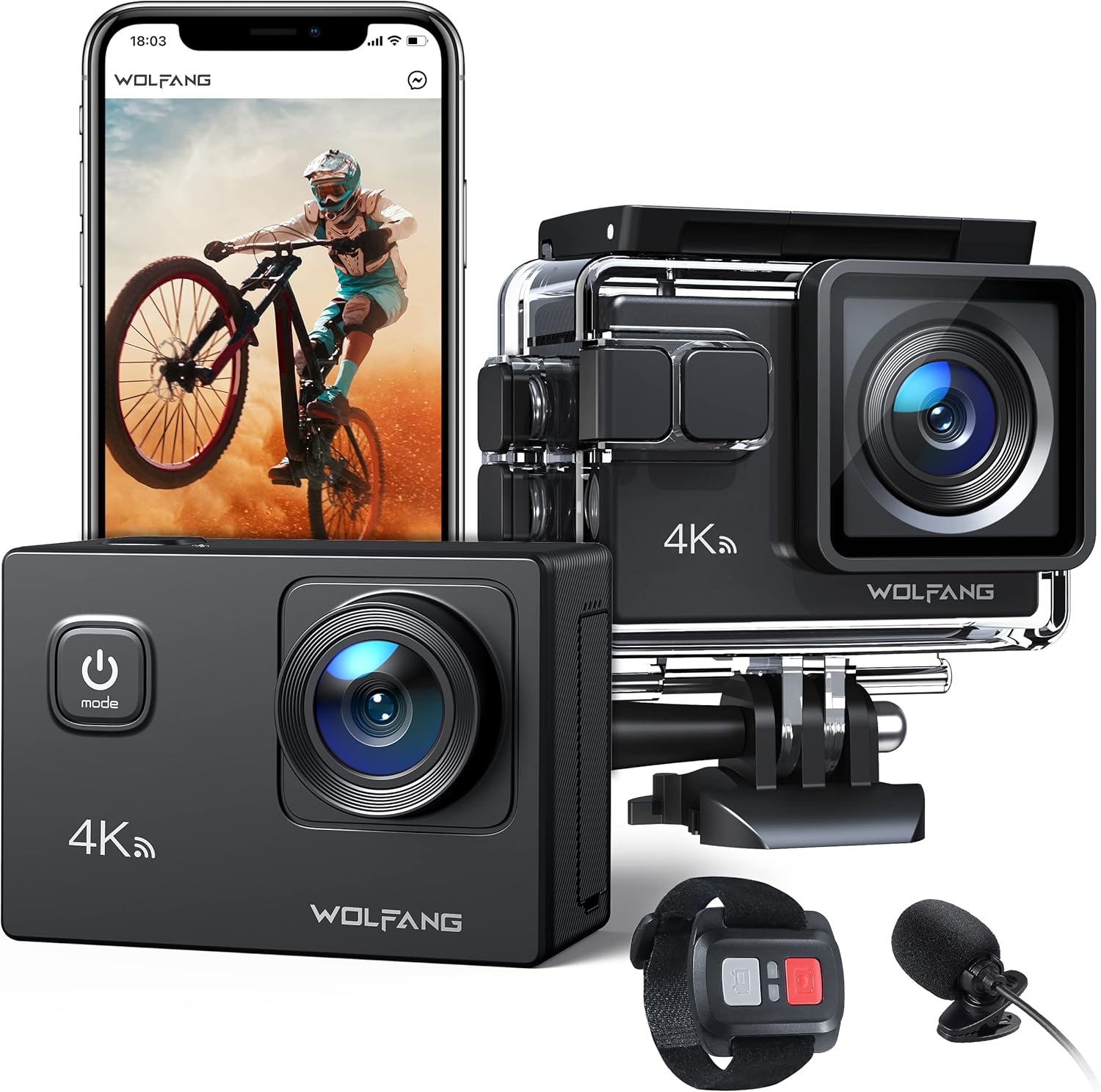 Cámara Deportiva GA100 4K 30FPS, 20MP Cámara Subacuática Impermeable 40M - Imagen 2