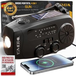 Radio Portátil Fm/Am con Linterna LED + Sos + Carga Solar + Powerbank