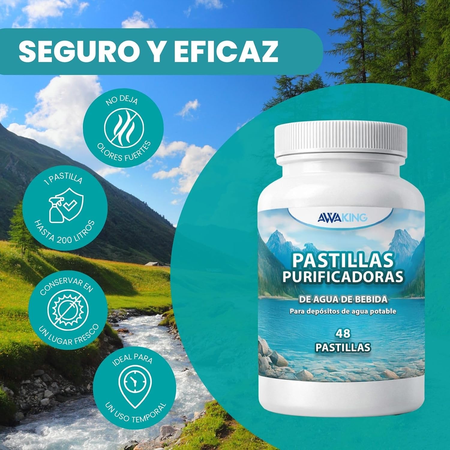 Pastillas Potabilizadoras De Agua 48 Uds | Tratamiento Hasta 9600 Litros | 200L Por Pastilla | Ideal Para Depósitos, Bidones, Caravanas Y Emergencias. - Imagen 5