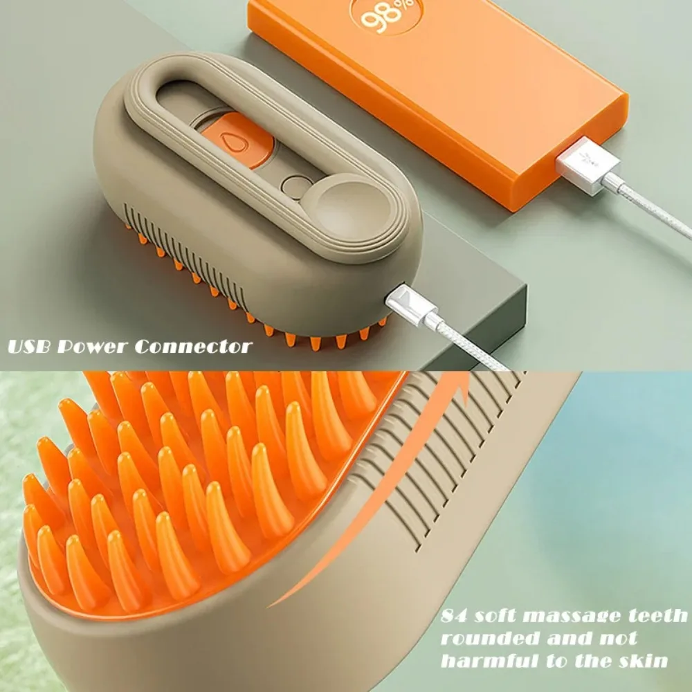 Cepillo de vapor para mascotas (perros y gatos): herramienta 3 en 1 con pulverizador eléctrico para masaje y aseo - Imagen 7