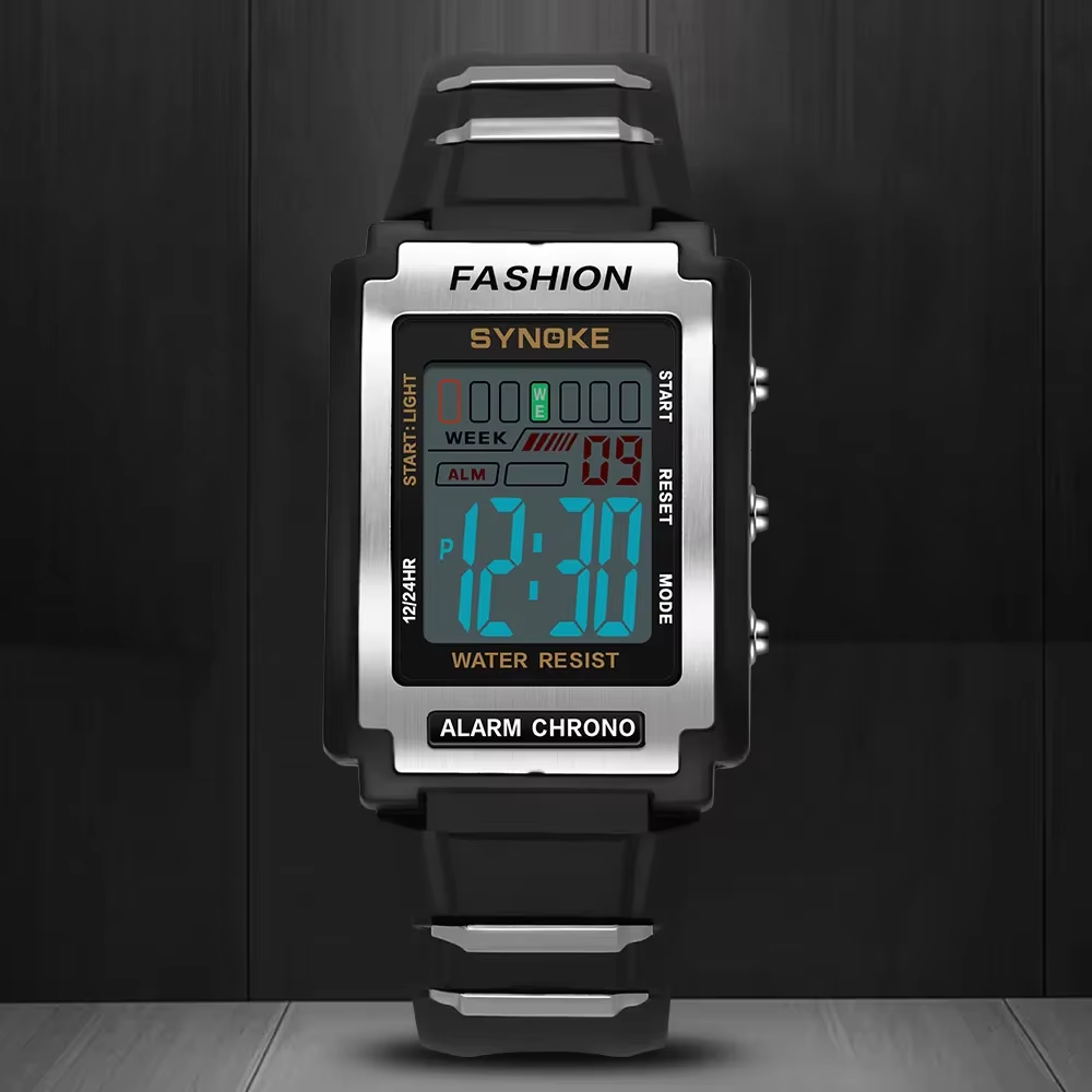 Reloj deportivo electrónico para hombre, resistente al agua hasta 50 m, con luz nocturna, pantalla grande y alarma - Imagen 6