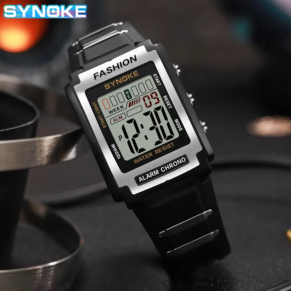 Reloj deportivo electrónico para hombre, resistente al agua hasta 50 m, con luz nocturna, pantalla grande y alarma - Imagen 3