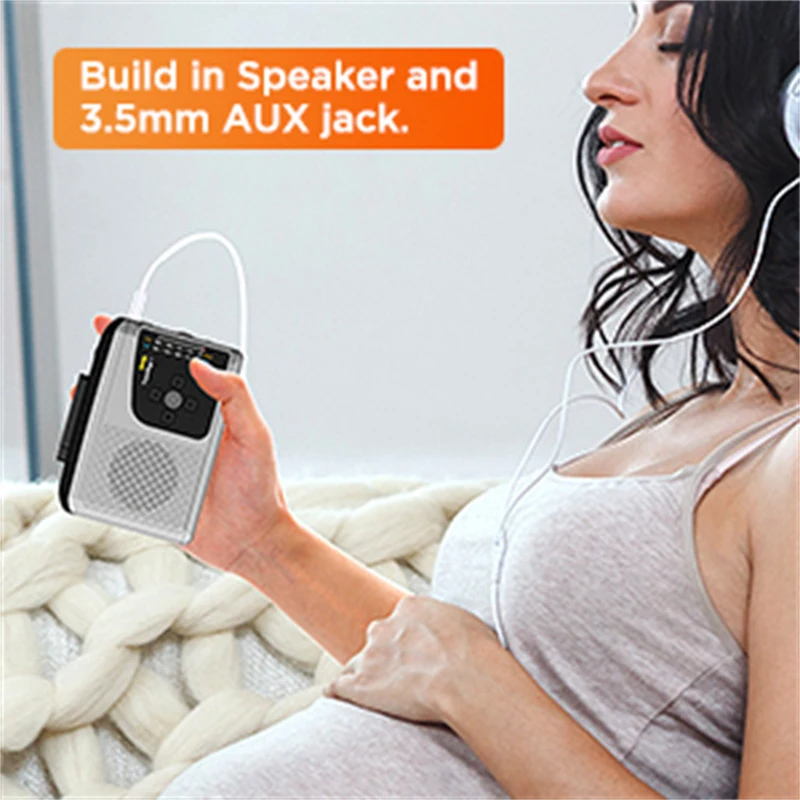 Reproductor de cintas de cassete, con radio AM/FM y función de grabación. Convertidor de casetes a MP3